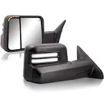 Switchback Towing Mirror for Dodge Ram - Replacement with 2009-2018 Dodge Ram 1500 2500 3500 Pickup Truck with Power Adjusted Glass Heated LED Running Light Turn Signal Light Puddle Lamp Temp Sensor