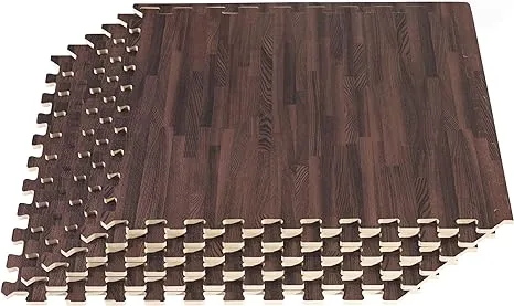 Forest Floor 3/8 Inch Thick Printed Foam Tiles Premium Wood Grain Interlocking Foam Floor Mats