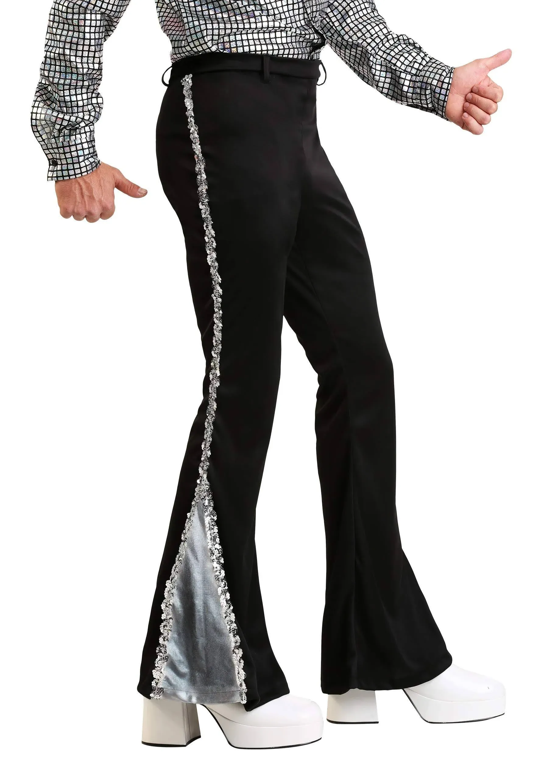 Mens Sparkling Sequin Disco Pants - Groovy Bell Bottom Style Costume Accessory for Halloween and Cosplay