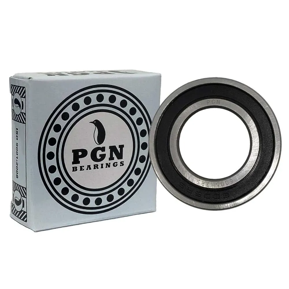 PGN (10 Pack) 6005-2RS Bearing - Lubricated Chrome Steel Sealed Ball Bearing - 25x47x12mm Bearings with Rubber Seal & High RPM Support