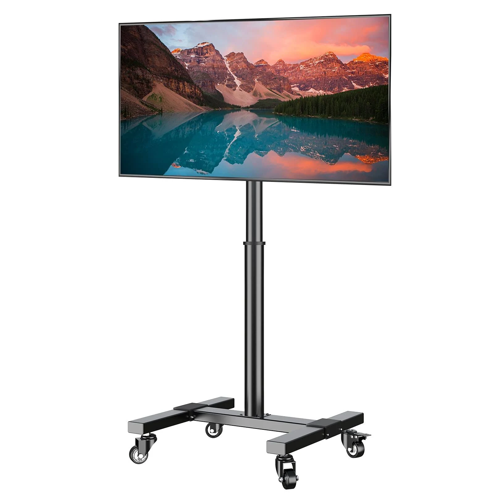 Mobile TV Cart with Wheels for 13-40 inch LED LCD Flat/Curved Screen TVs, Rolling/Floor TV Stand with Shelf Up to 44 lbs, Height Adjustable TV Trolley Max VESA 200x200mm - UL Certificated- TC001