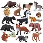 16PCS Forest Animals Baby Figures, Woodland Creatures Figurines, Miniature Toys