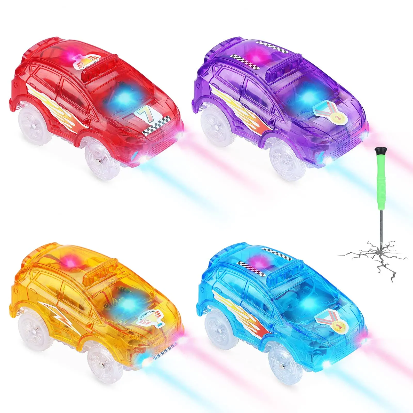 Save Unicorn Tracks Cars Replacement Only, Toy Cars for Tracks Glow in The Dark ...