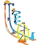 Hot Wheels Toy Car Track Builder Track Vertical Launch Kit Playset & 1:64 Scale Vehicle, 50 inches Tall with 36 Component Parts