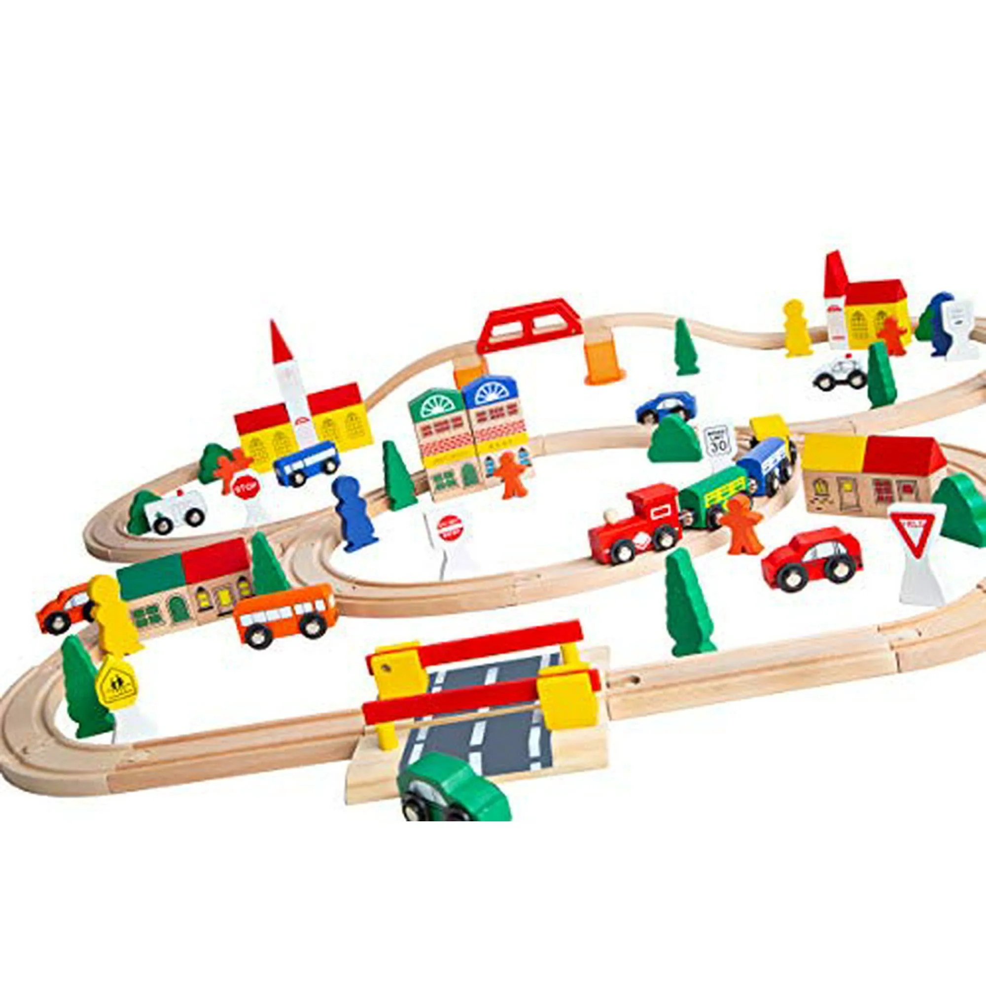 100 Piece Triple Loop Wooden Train Set Track Generic Fits Thomas Brio