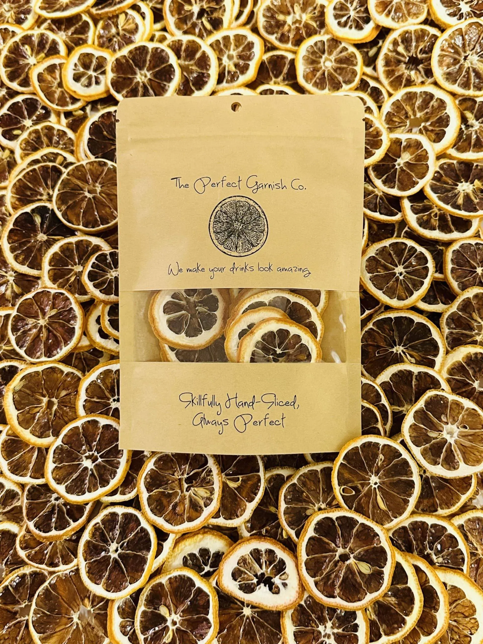 The Perfect Garnish Co. Dehydrated Lemon Wheels - 40 Slices - Natural Fruit