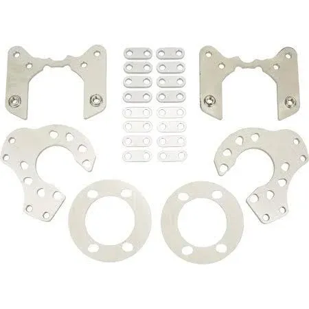 Versatile GM Metric Disc Brake Conversion Bracket Set for 1978-Up, Compatible with Ford 9 Inch Rear End, Fits Both 5x4.5 and 5x4.75 Bolt Patterns, Designed for 15 Inch and Larger Wheels Only