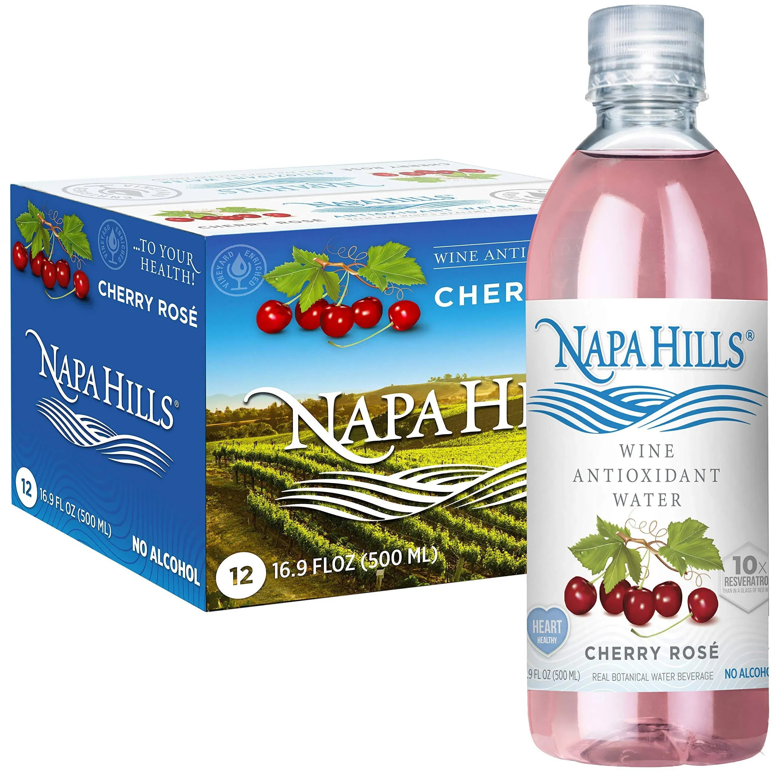 Napa Hills Wine Antioxidant Water - Cherry Flavored Wine Water, Non-Alcoholic ...