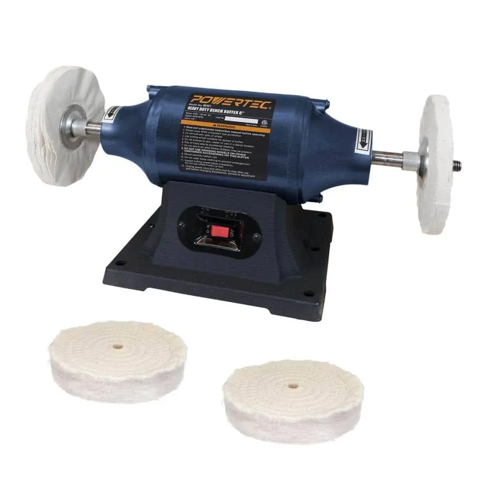 POWERTEC BF601C 6-Inch Heavy Duty Bench Buffer Polisher