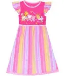 Peppa Pig Toddler Girls Rainbow Dress Up Fantasy Gown Nightgown Pajamas (4T, Pink)