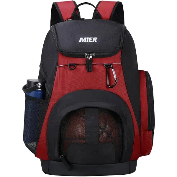 Mier Basketball Backpack Large Sports Bag with Laptop Compartment, Red Black