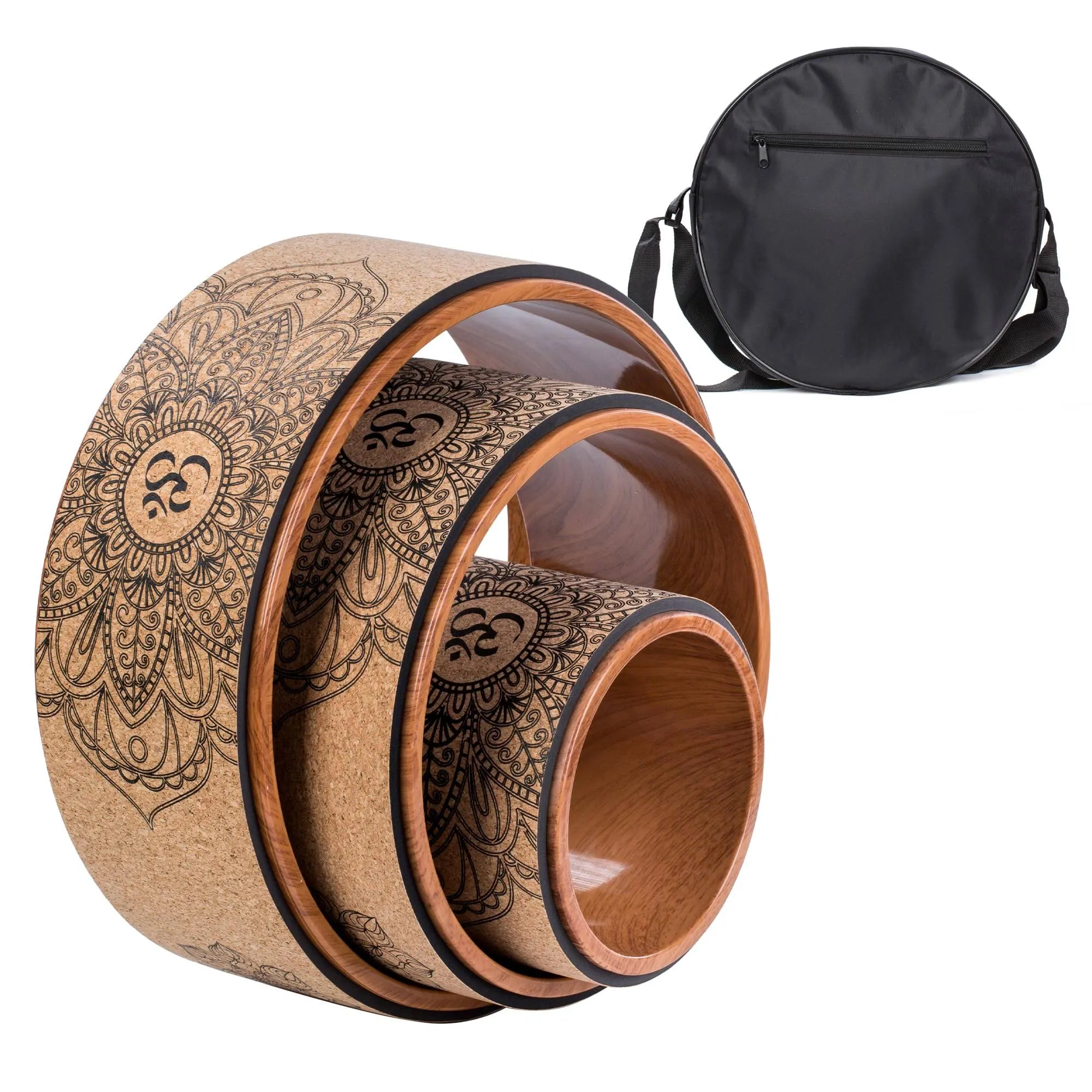 Aiweitey Back Roller Set Cork Yoga Wheel for Backbends Pain Relief Massages Muscle Pilates Relaxation Balance with Bag