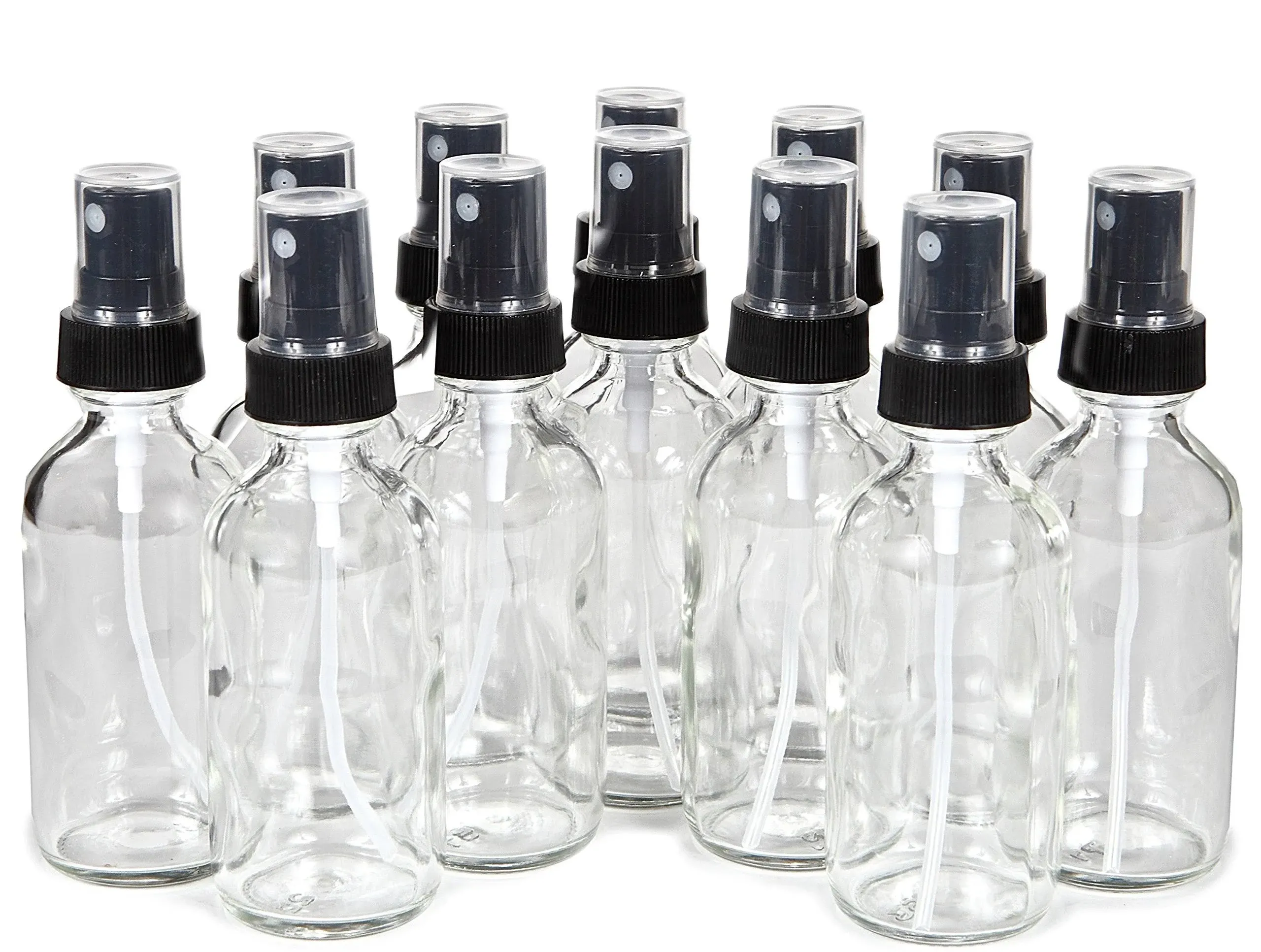 Vivaplex 2 oz Glass Bottles with Black Fine Mist Sprayers