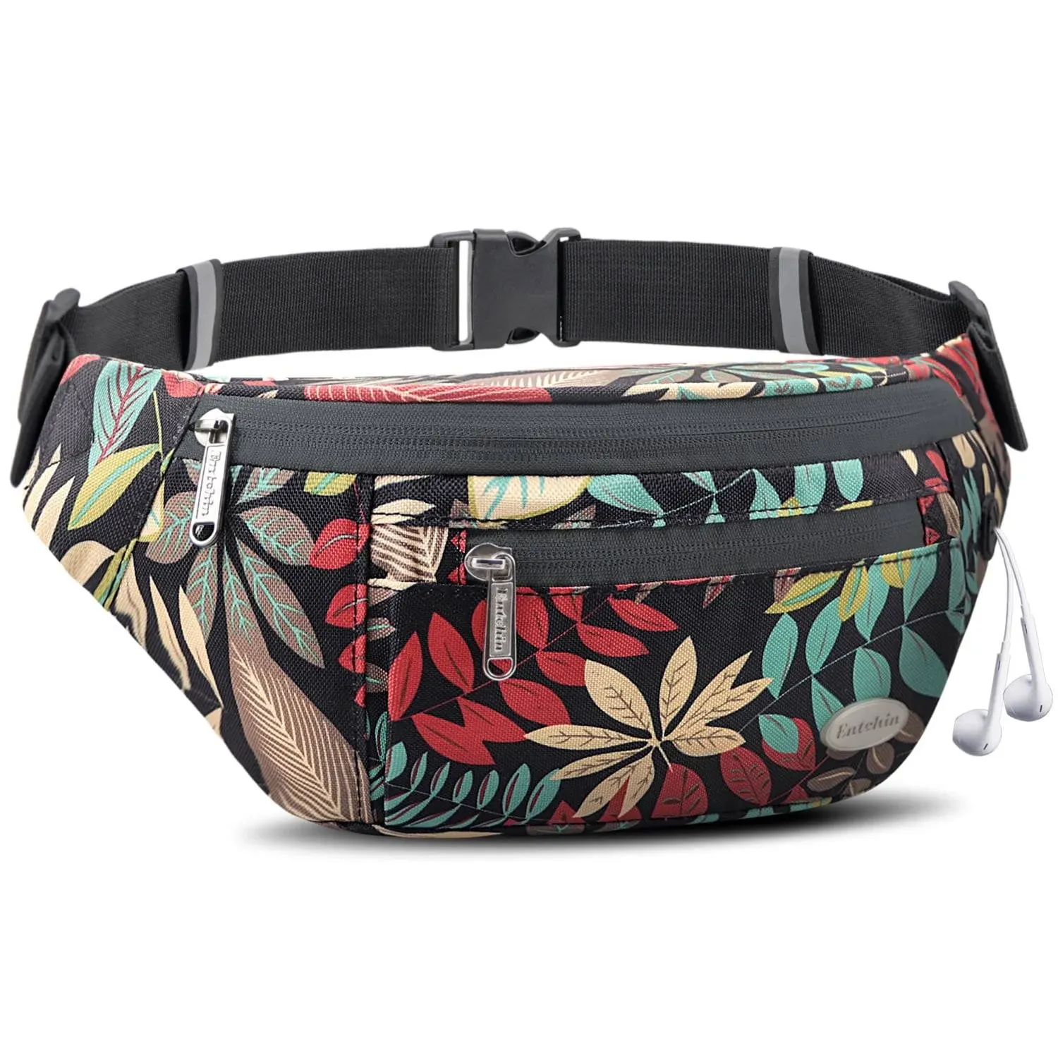 Entchin Fanny Pack for Women Men, Crossbody Bag with 4-Zipper Pockets, Large Capacity & Water Resistant Fashion Bum Bags for Hiking Running Travel Cycling