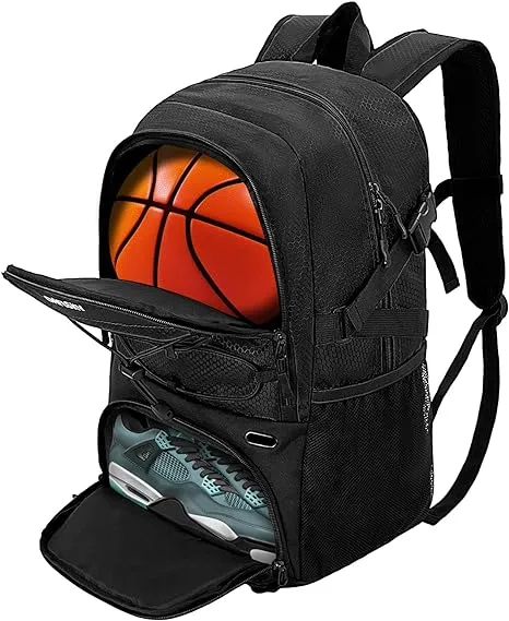 DAFISKY Basketball Backpack with Ball Compartment – Large Basketball Bag with Shoes Compartment Sports Equipment Bag