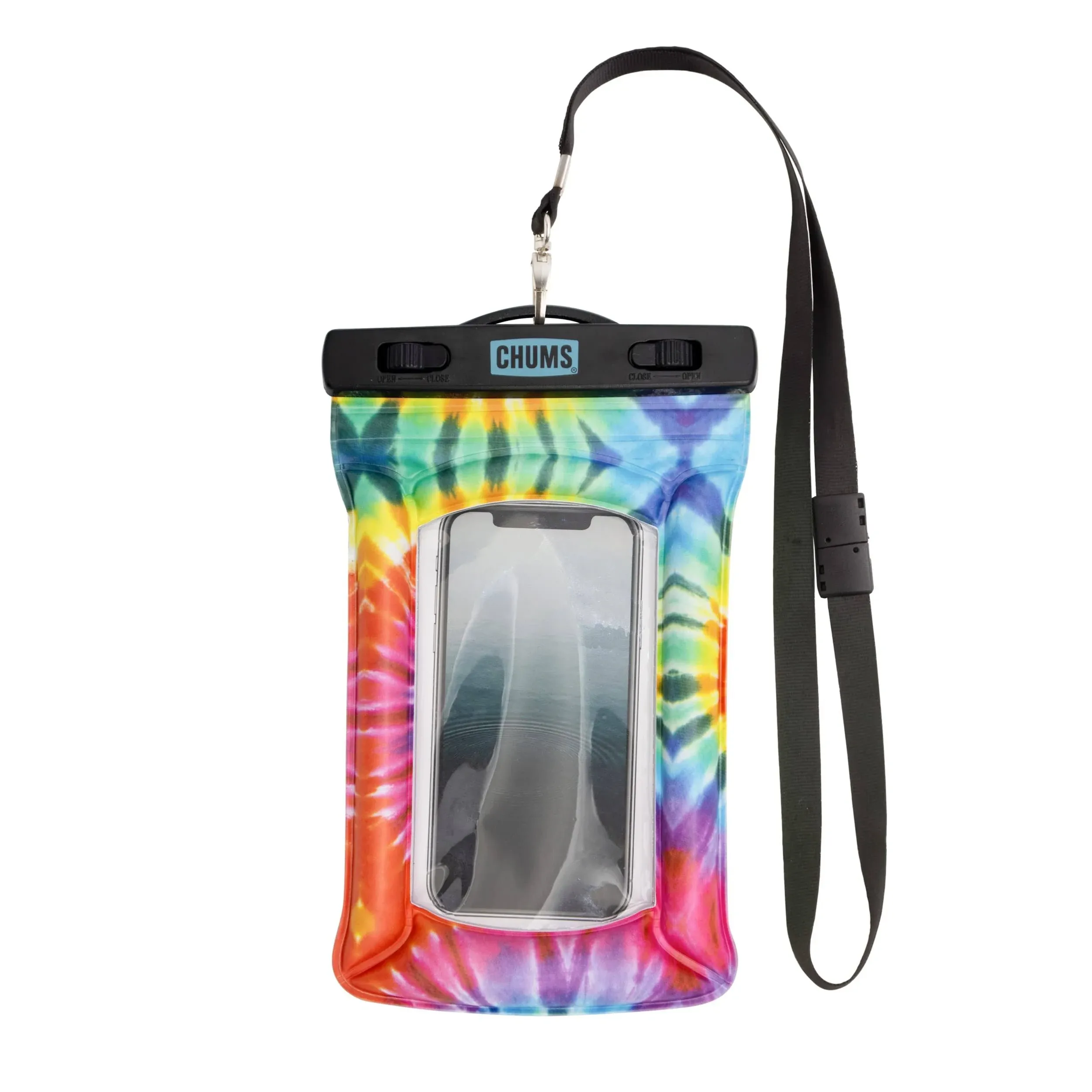 CHUMS Floating Phone Protector – Smartphone Touchscreen Waterproof Pouch with Removable Lanyard (Rainbow Tie Dye)