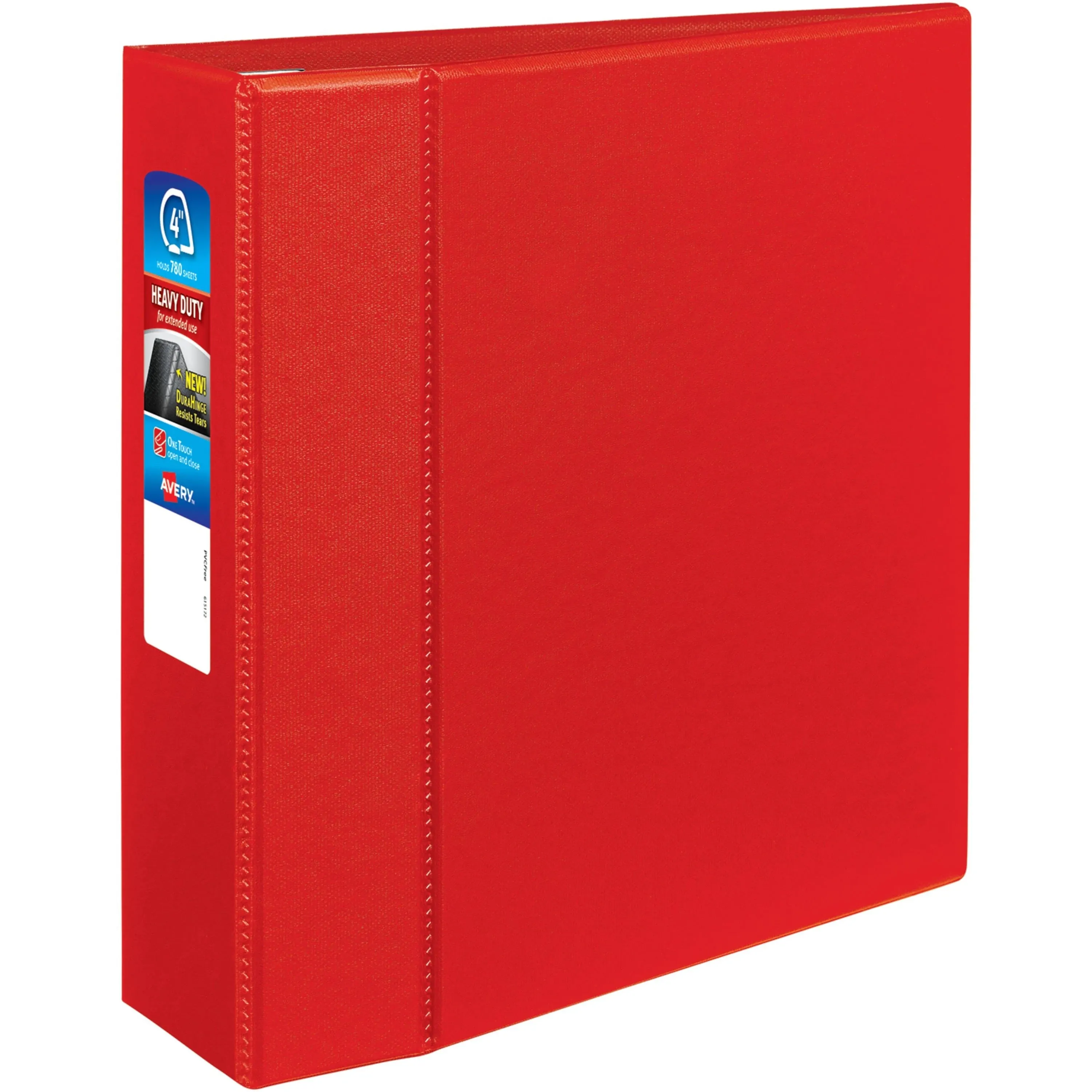 Avery Heavy-Duty Binder with One Touch EZD Rings, 4" Capacity, Red