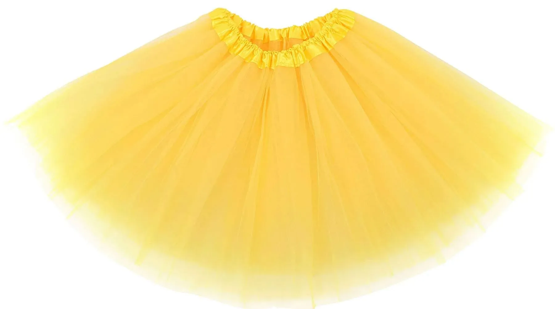 Simplicity Women's Classic Elastic, 3-Layered Tulle Tutu Skirt, Yellow