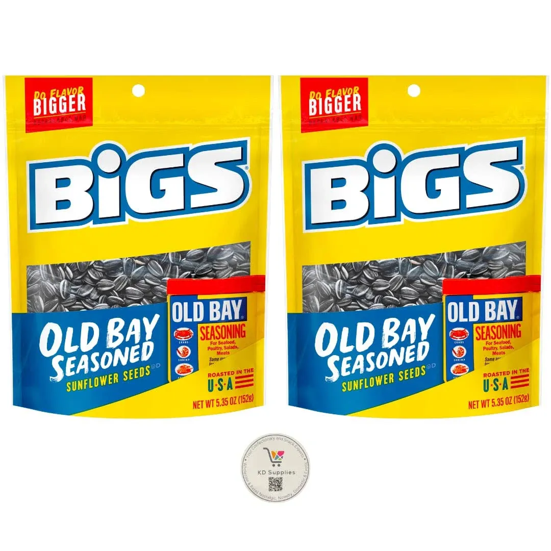 BIGS Sunflower Seeds, Keto Friendly 5.35 oz Bags (Pack of 2) (Old Bay Seasoning)