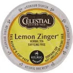 Celestial Seasonings Herbal Tea, Lemon Zinger, Caffeine Free, K-Cup Pods - 24 pack, 0.11 oz pods