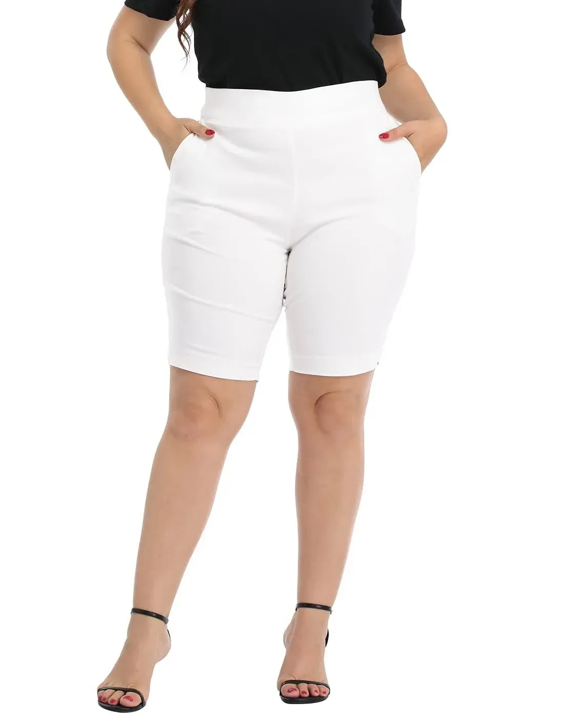 HDE Plus Size Bermuda Shorts for Women with Pockets Charcoal 2X