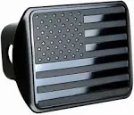 USA Black Flag Metal Trailer Hitch Cover Fits 2&#034; Receivers