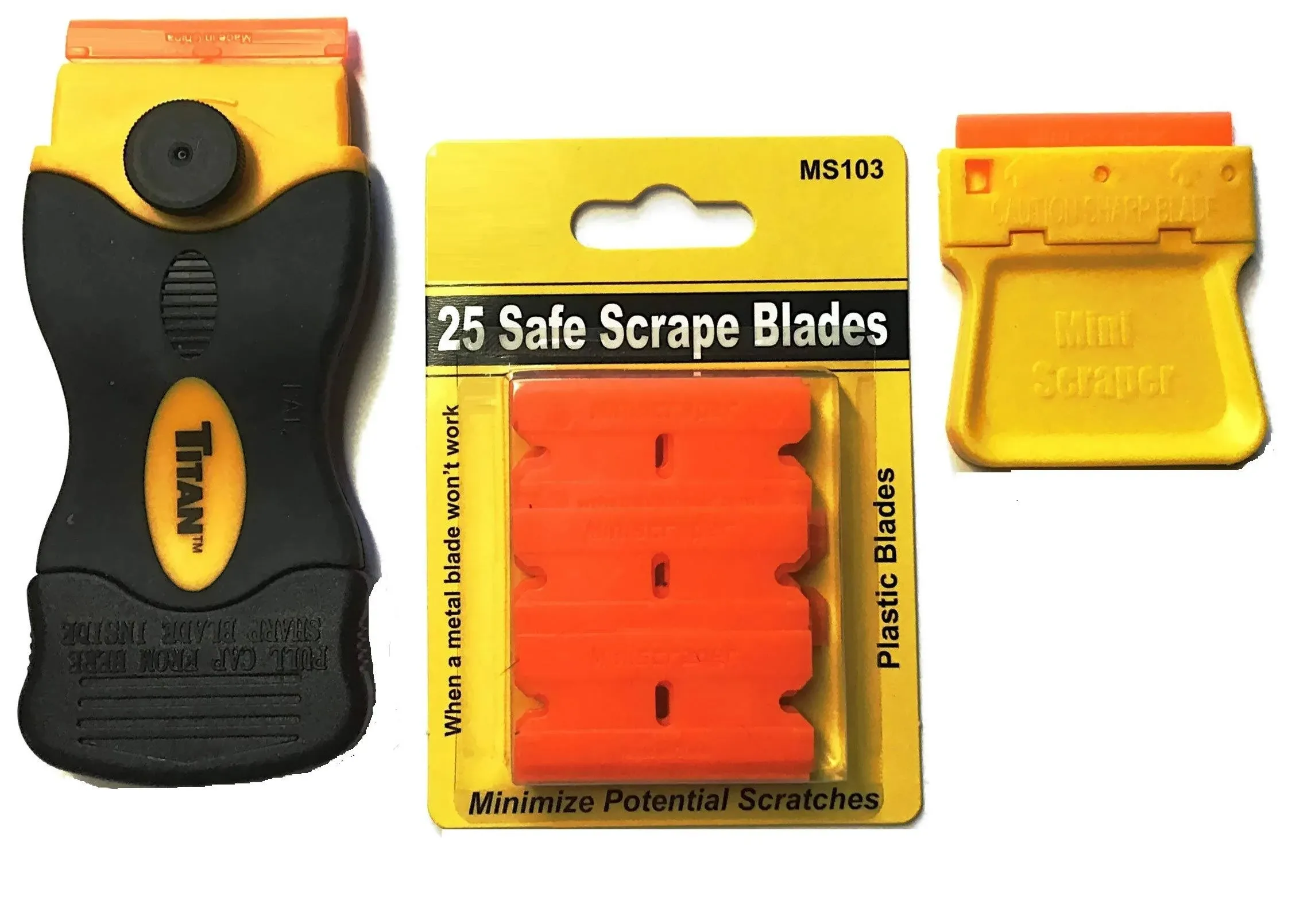 Razor Scraper with Double Edged Plastic Razor Blades(25 Pack)