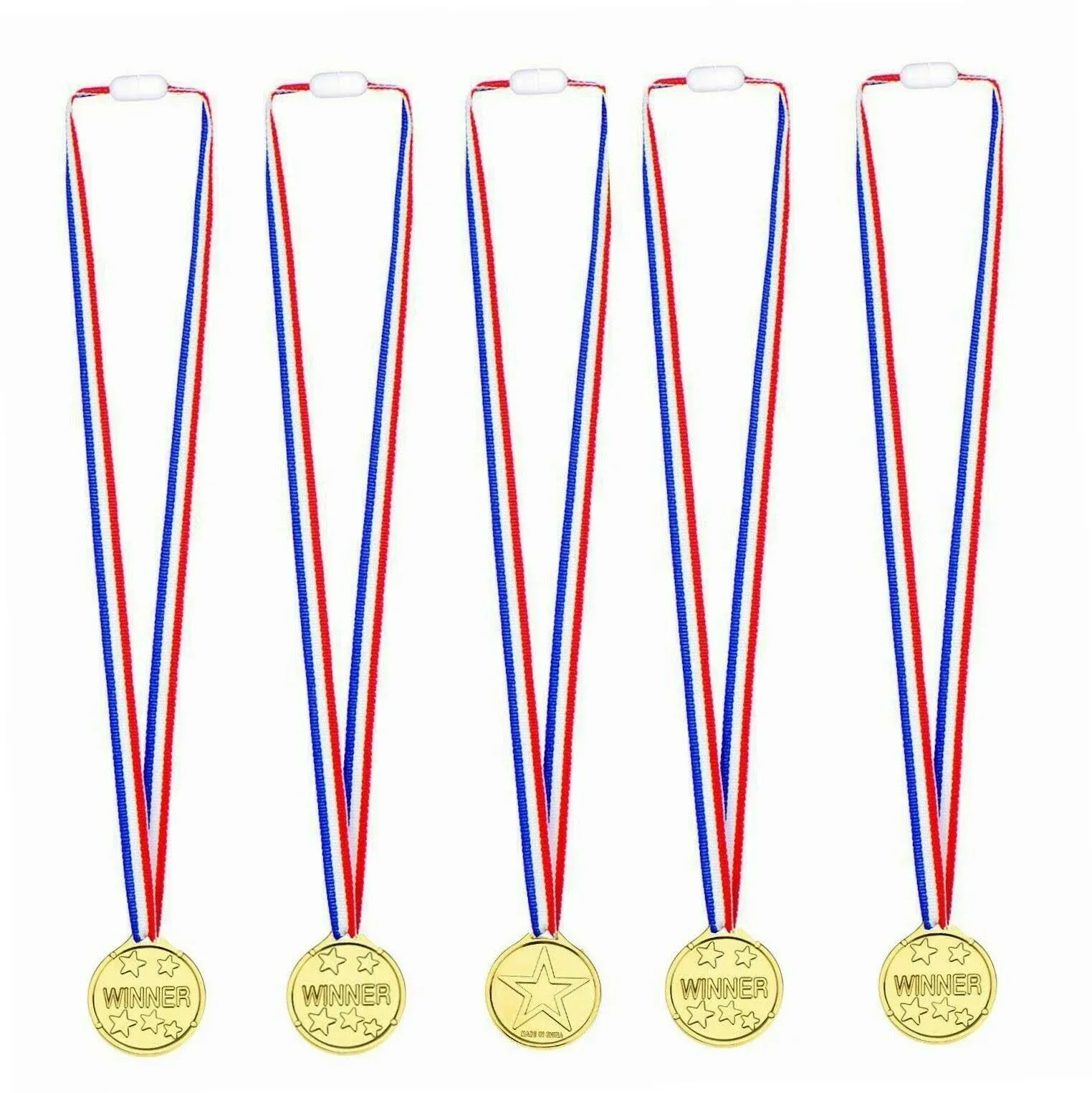 Whaline 20 Packs Plastic Gold Winners Medals for Sports Day, Party Dec, Prizes Awards