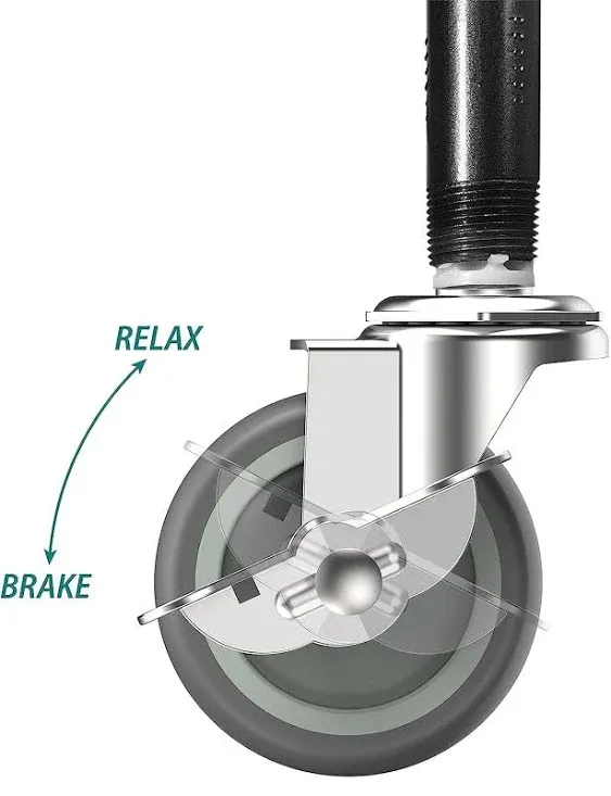 Caster Wheels 3 inch Locking Stem Casters Kit Fits All 1/2" Dia Stem Grills, Stem Diameter 1/2", Stem Length 1 1/2"