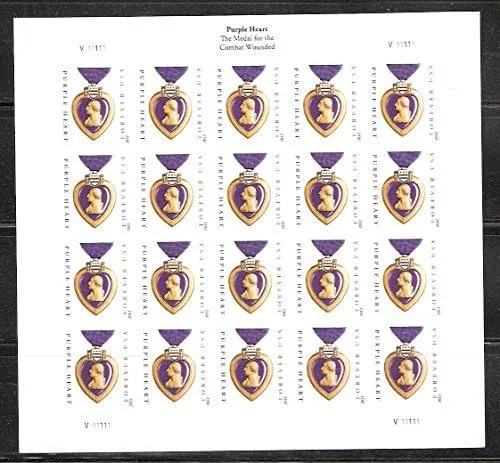 5035 Purple Heart MNH Sheet of 20 Forever stamps FV $14.60 2014 date USPS