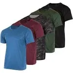 Real Essentials 5 Pack: Youth Mesh Moisture Wicking Active Athletic Performance Short-Sleeve T-Shirt Boys & Girls