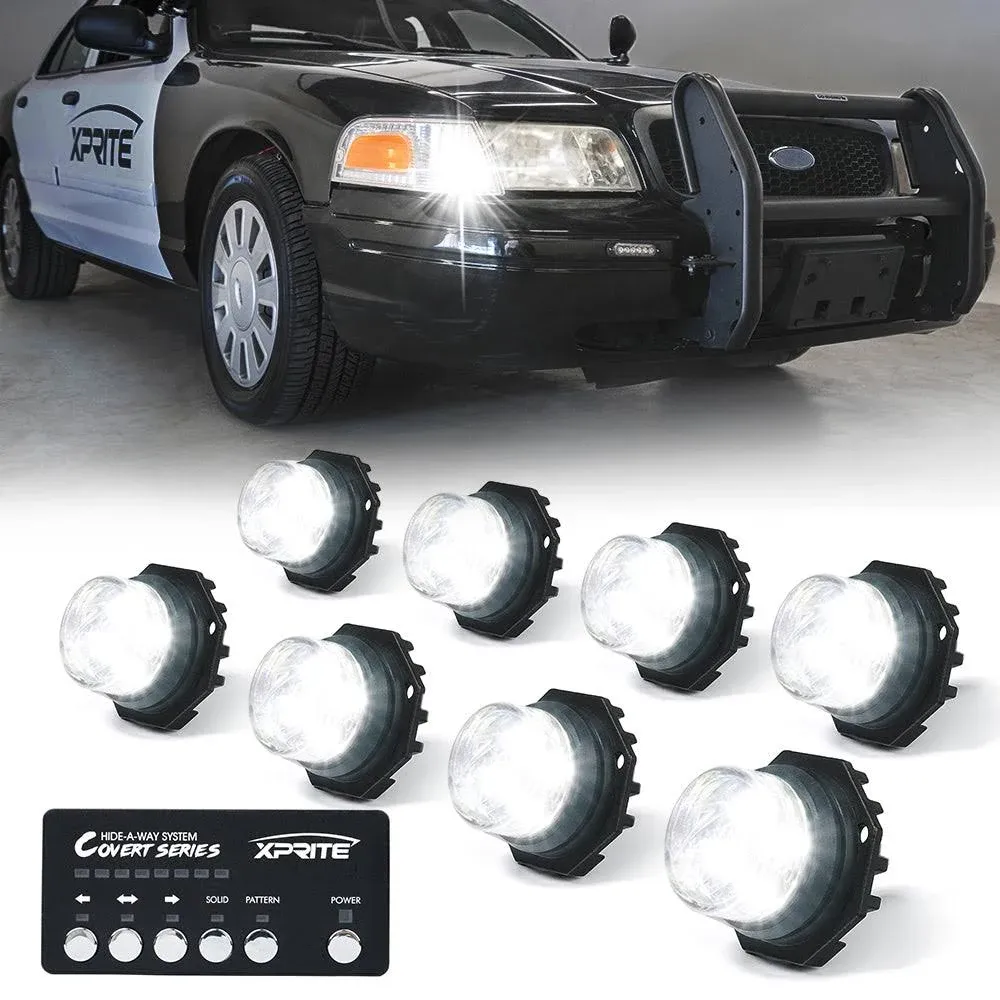 Xprite® 52013-8-W - Covert 8 Series White Hardwire LED Hideaway Strobe Lights