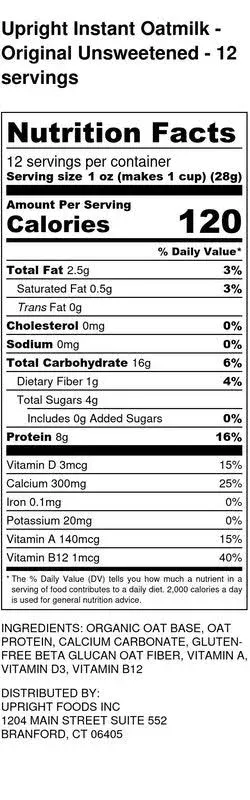 Upright High-Protein Instant Oatmilk (Original Unsweetened) (Bulk)