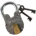 Antique Style Wine Cellar Padlock with 2 Skeleton Keys