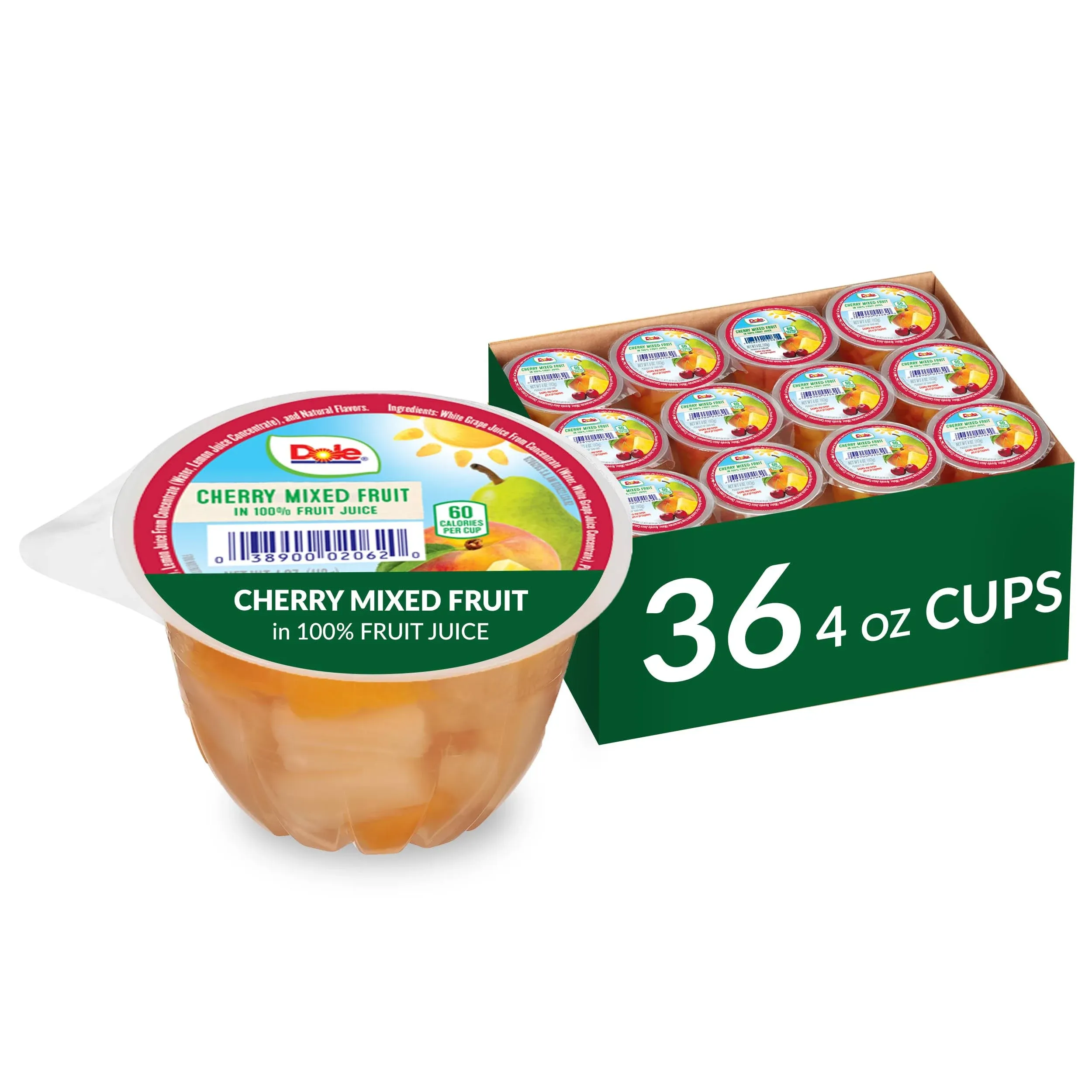 Dole Cherry Mixed Fruit in Juice 4 oz. Cup - 36/Case