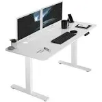 VIVO Electric 60 x 24 Stand Up Desk, White Marble Dry Erase Solid One-Piece Table Top, White Frame (DESK-KIT-1W6WM)