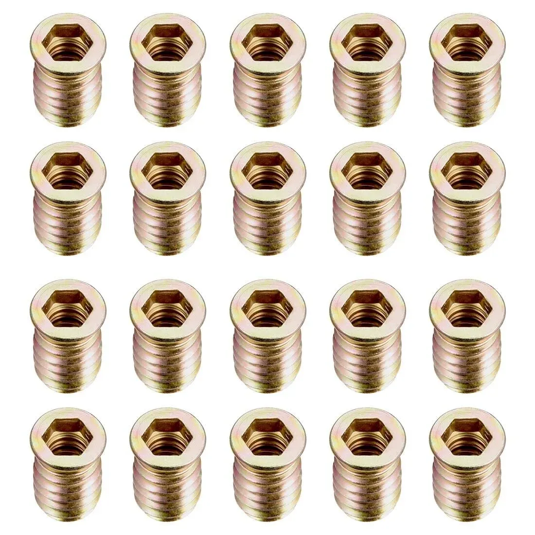 Wood Furniture M8x20mm Threaded Insert Nut Interface Hex Socket 20pcs - M8x20mm-20pcs