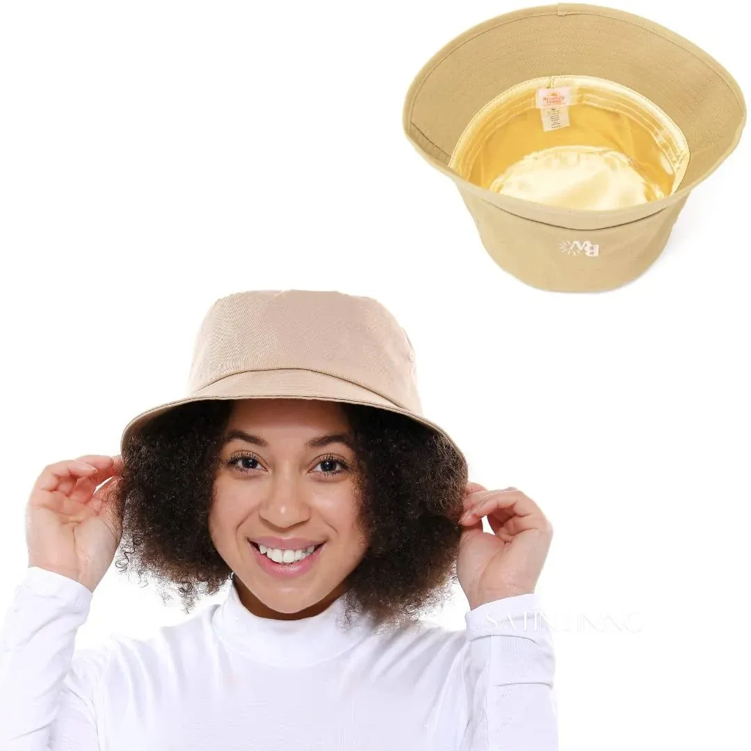 Beautifully Warm Satin-Lined Cotton Bucket Hat: Stylish Sun Protection Satin Lined Bucket Hat for Women Outdoor Adventures