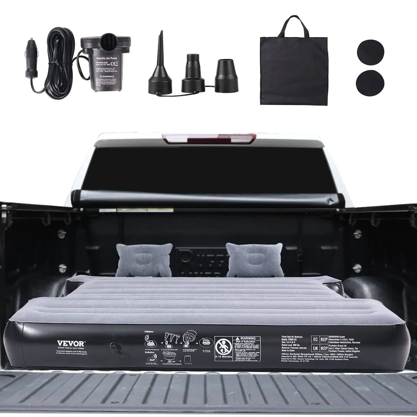 VEVOR Truck Bed Air Mattress, for 5.5-5.8 ft Full Size Short Truck Beds, Inflata