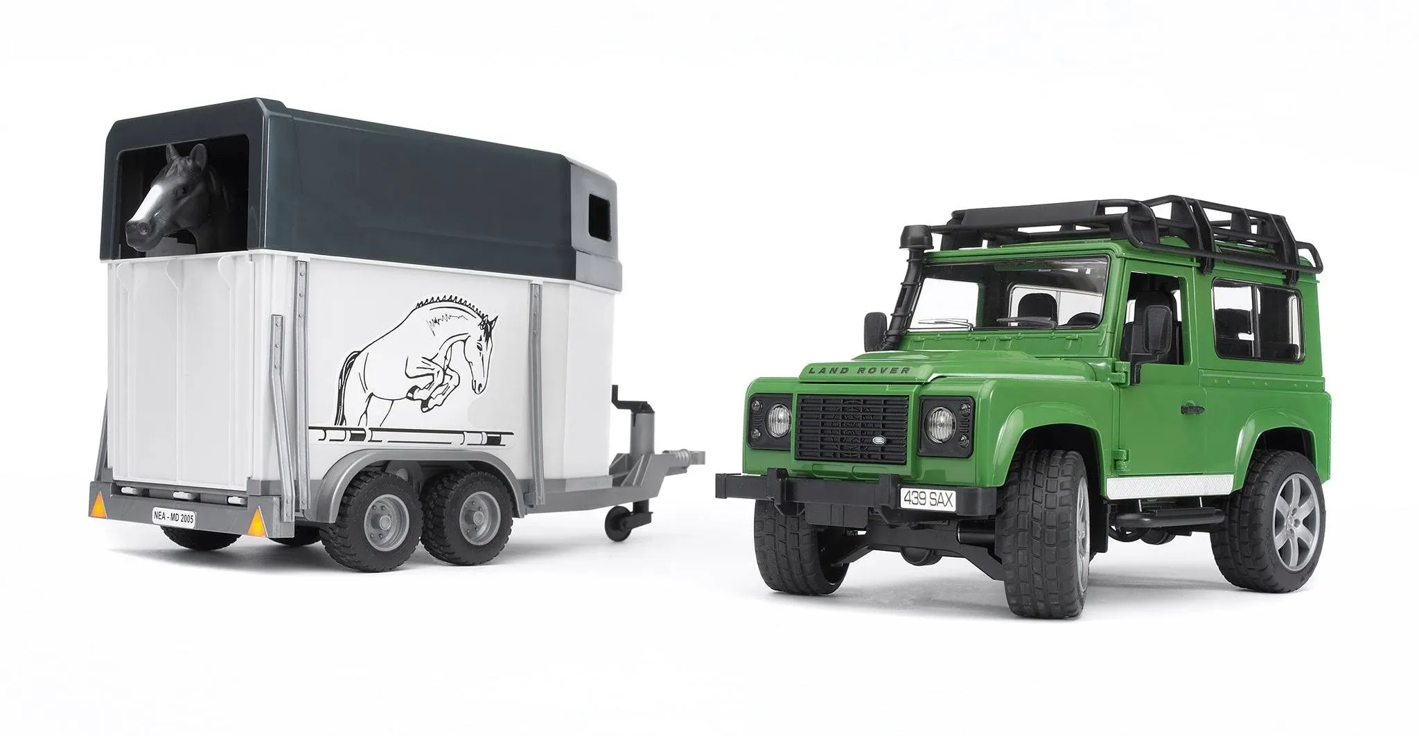 Bruder Land Rover Defender Station Wagon with Horse Trailer