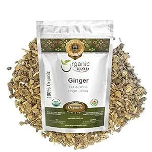 Organic Way Premium Dried Ginger Root Cut & Sifted (Zingiber officinale) - Organic & Kosher Certified | Raw, Vegan, Non GMO & Gluten Free | USDA Certified | Origin - India (1/2 LBS)