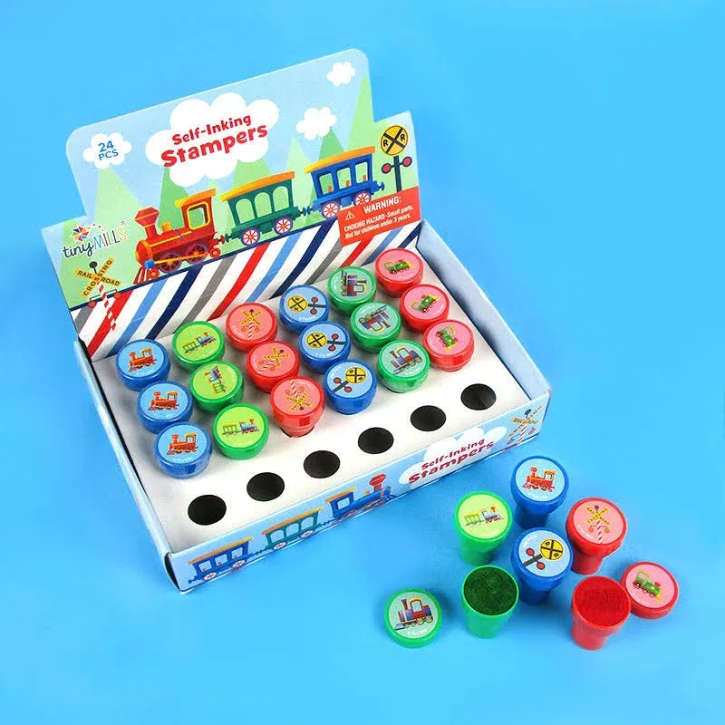 TINYMILLS 24 Pcs Train Stampers for Kids