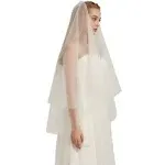 Leimandy Double Layer Tulle Bridal Veil 2 Tier Sheer Wedding Veil with Comb