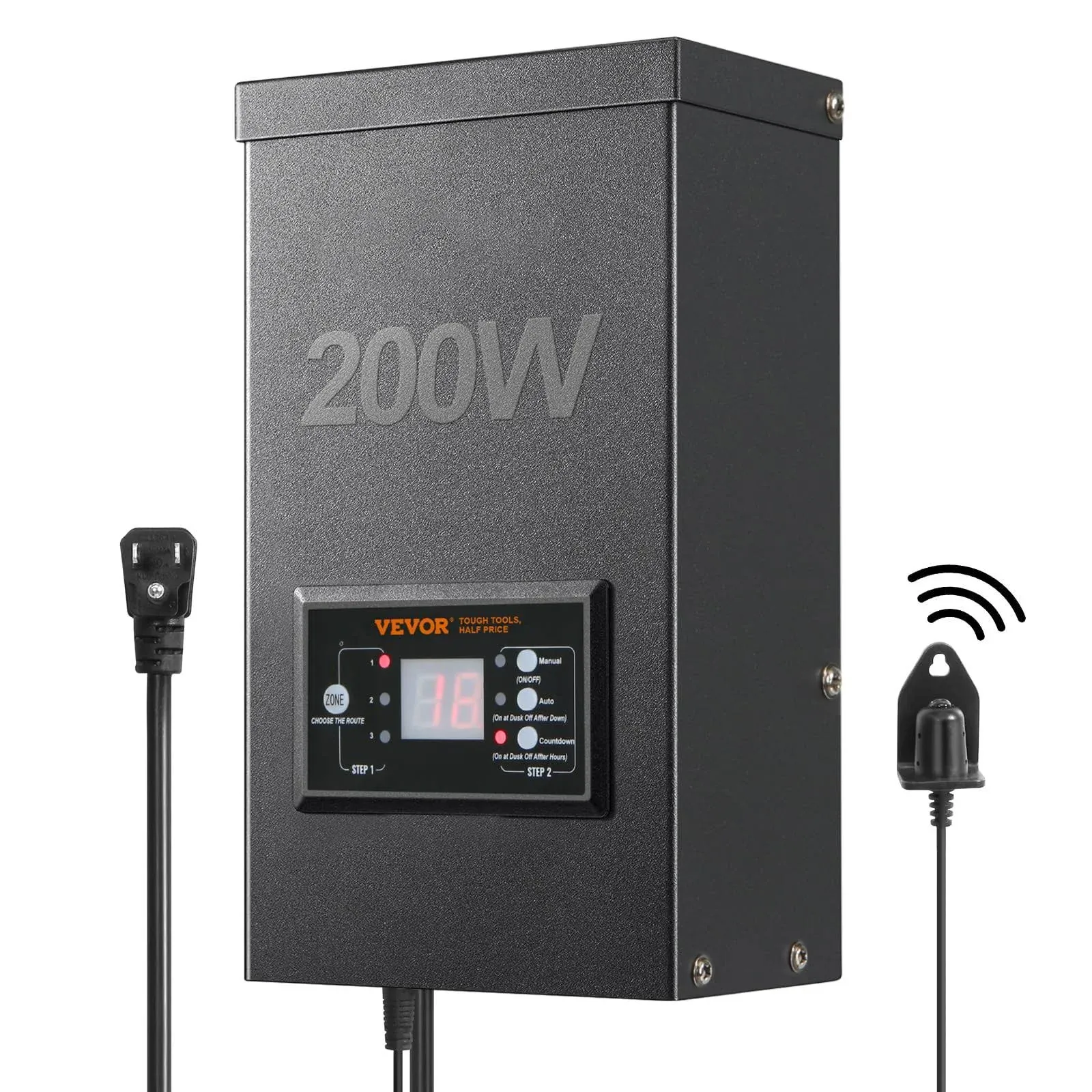 VEVOR 200W Low Voltage Landscape Transformer with Timer and Photocell Sensor