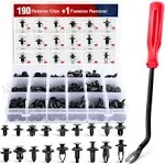 Nilight 190 Pcs Car Retainer Clips Fastener Remover 18 Most Popular Sizes Applications Auto Push Pin Rivets Set -Door Trim Panel Clips for Toyota Honda Nissan Mazda,2 Years Warranty