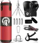 4FT Punching Bag for Adults/Kids, Unfilled Heavy Punching Bag, Boxing Bag Set with Punching Gloves, Wraps, Chain, Ceiling Hook for MMA Kickboxing Boxing Karate Muay Thai Taekwondo