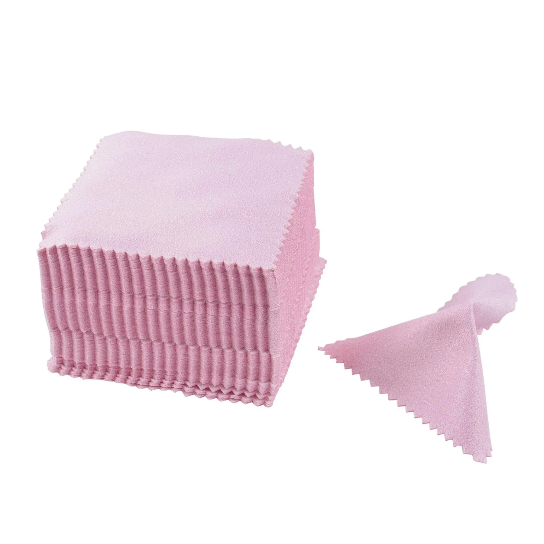 100 Pcs Jewelry Cleaning Cloth for Sterling Silver Gold Platinum - Pink