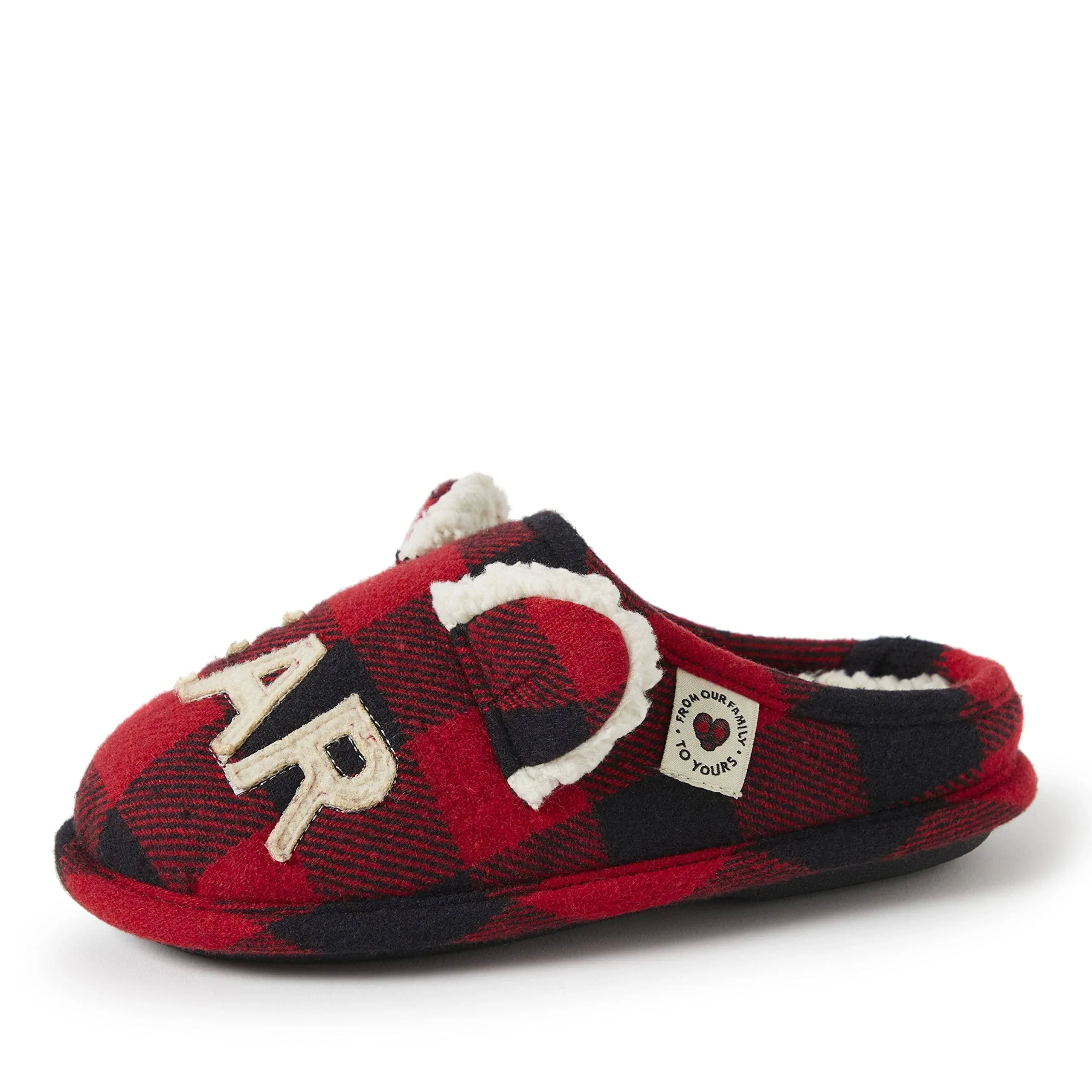 Dearfoams Kids Lil Bear Red Buffalo Check Clog Slipper