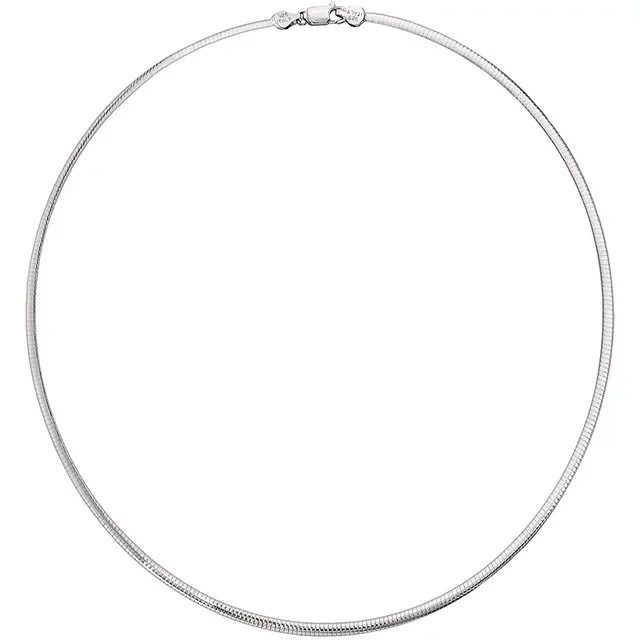 Savlano 925 Sterling Silver 3MM Italian Solid Flat Omega Chain Necklace for Women and Girls - Made in Italy Comes With Gift Box