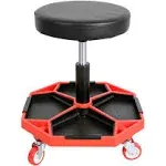 M-AUTO Pneumatic Mobile Rolling Garage Stool with Equipment Tray and All-Terrain Casters 300LBS Capacity Creeper, 16.5&quot; to 22&quot; Adjustable Height